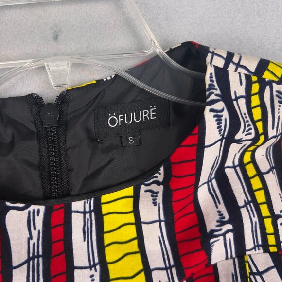 Ofuure Romper Womens Small Red Yellow African Print Ruffle Shorts Tie Sleeves - Picture 12 of 15